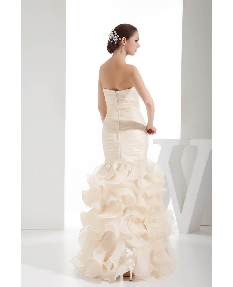 Champagne Ruffled Organza Fitted Formal Dress Custom - Click Image to Close