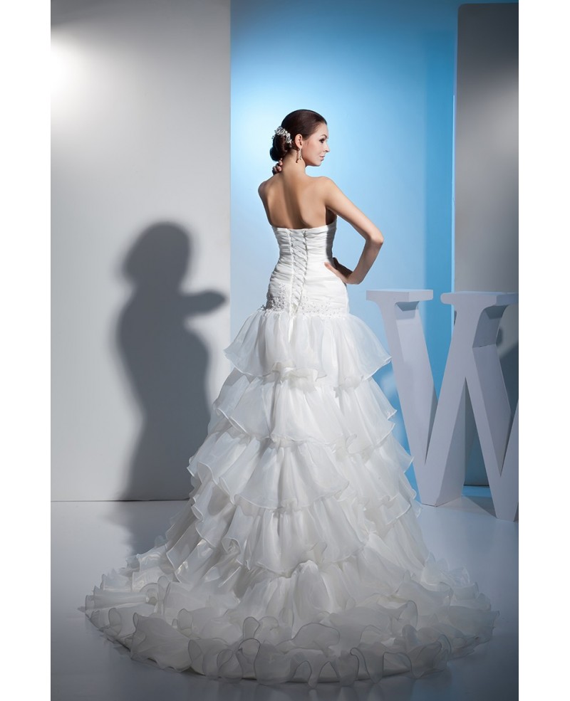 Sweetheart Fitted Corset Back Layered Wedding Dress - Click Image to Close