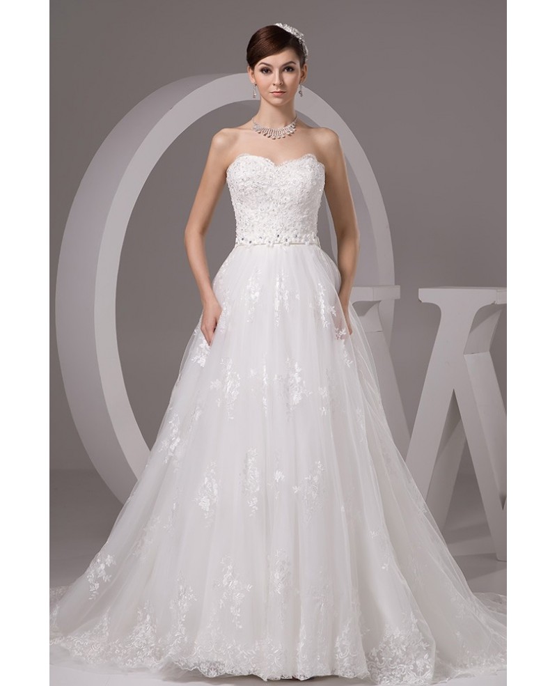 Pretty Lace Empire Waist Long Tulle Maternity Wedding Dress