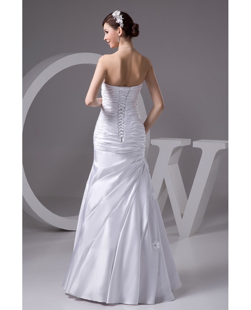 Pleated Sweetheart Mermaid Sequined Floor Length Wedding Dress