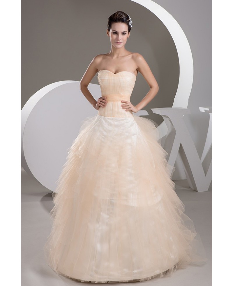 Tulle Charming Sweetheart Orange Color Ballgown Bridal Dress