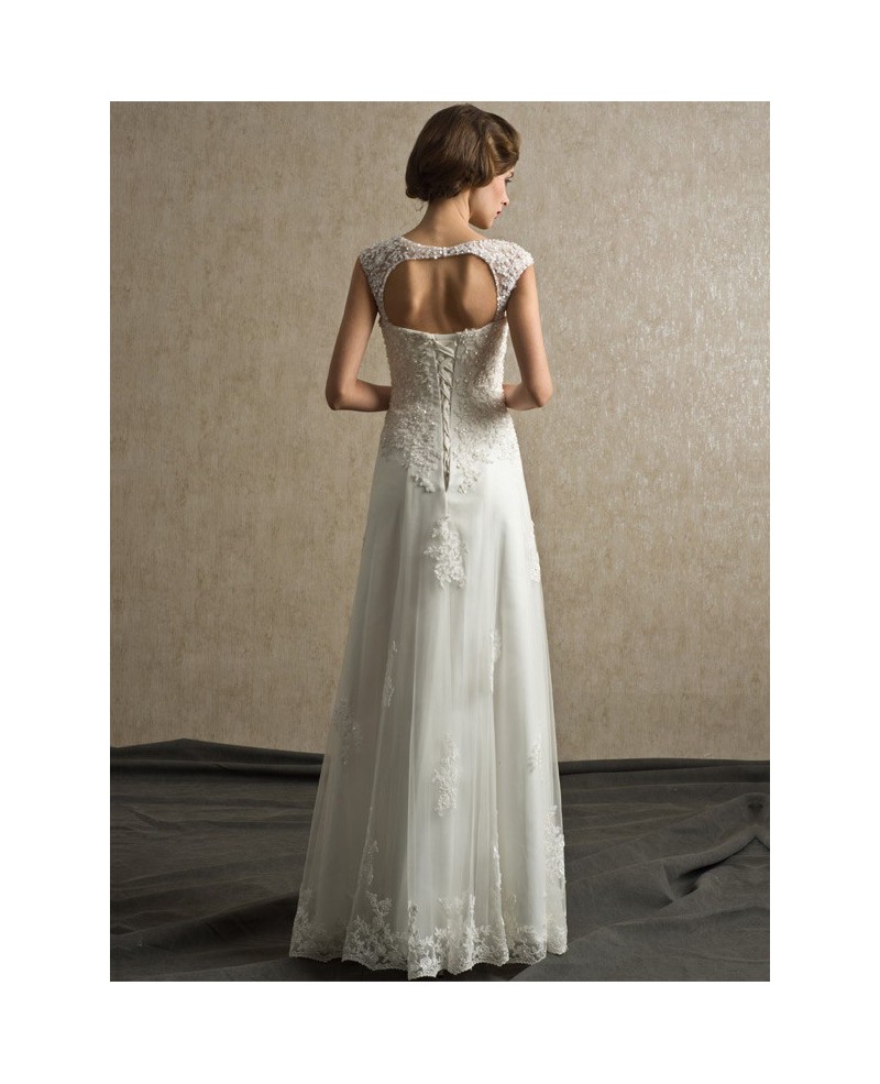 Best Elegant Lace A-line Tulle Wedding Dress Floor Length