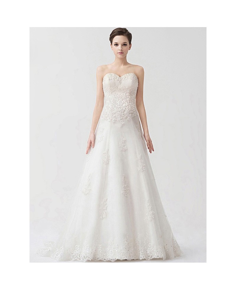 Sequined Lace A-line Sweetheart Elegant Wedding Dress