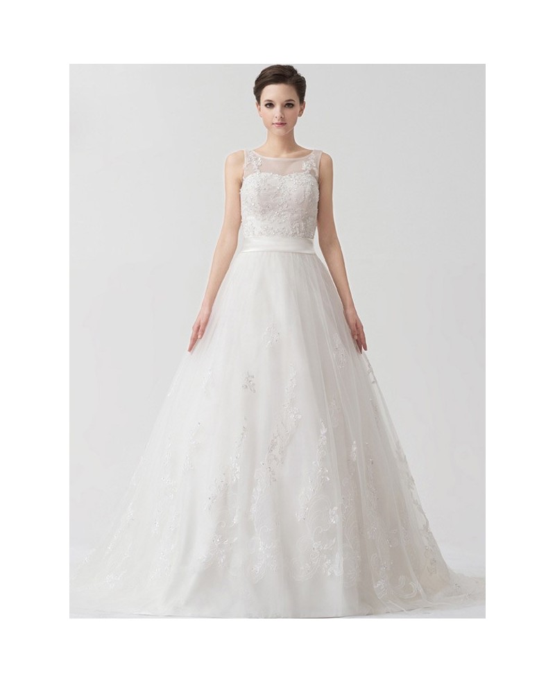 Ballgown Tulle Beaded Lace Custom Wedding Dress Corset Back