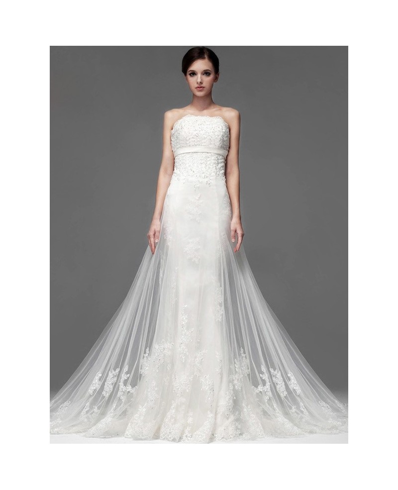 Gorgeous Lace Long Tulle Sequined Wedding Dress