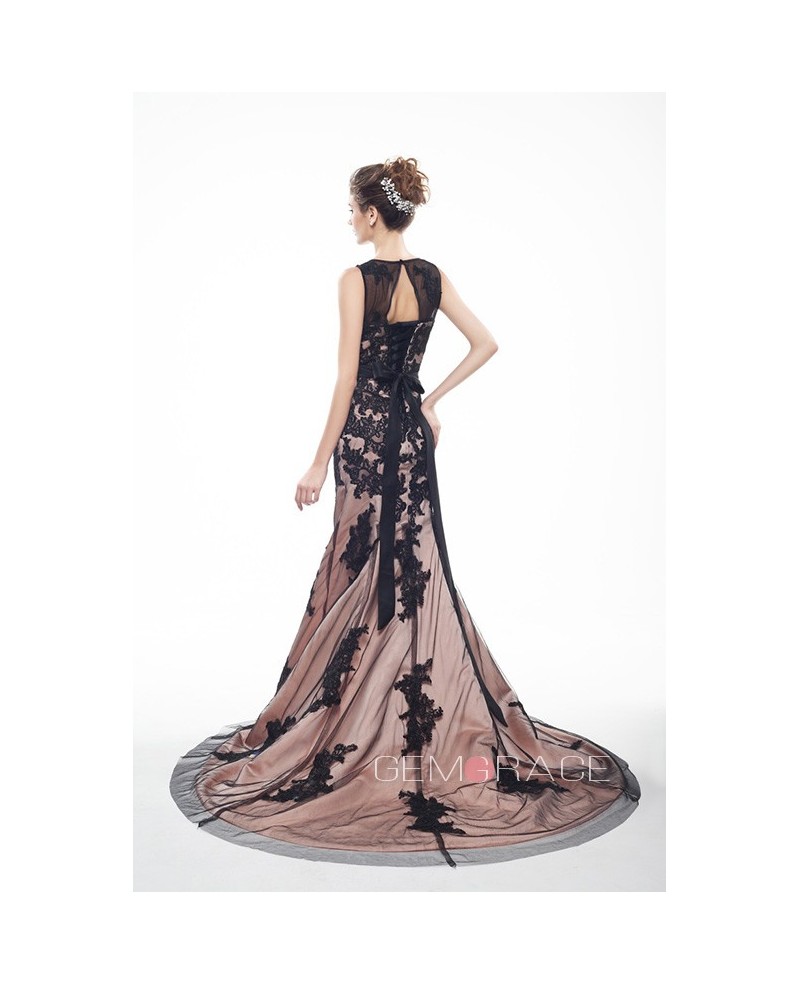 Best Lace Tulle Long Mermaid Formal Dress with Train