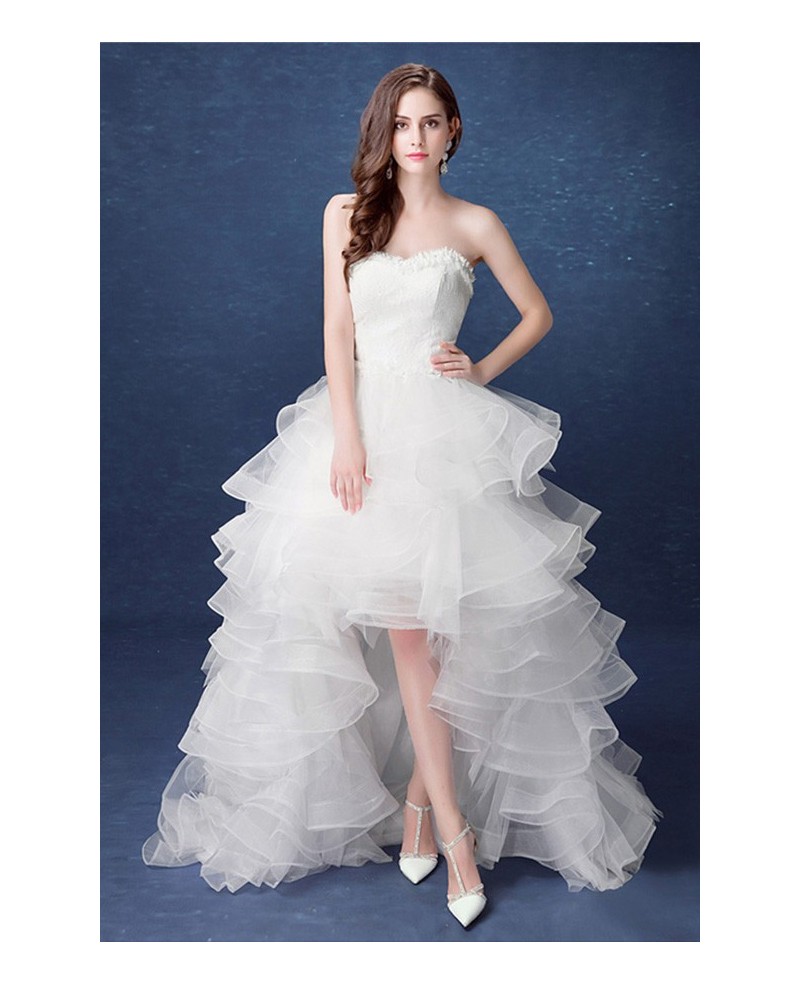 Special Ball-gown Sweetheart High Low Wedding Dress With Cascading Ruffles - Click Image to Close