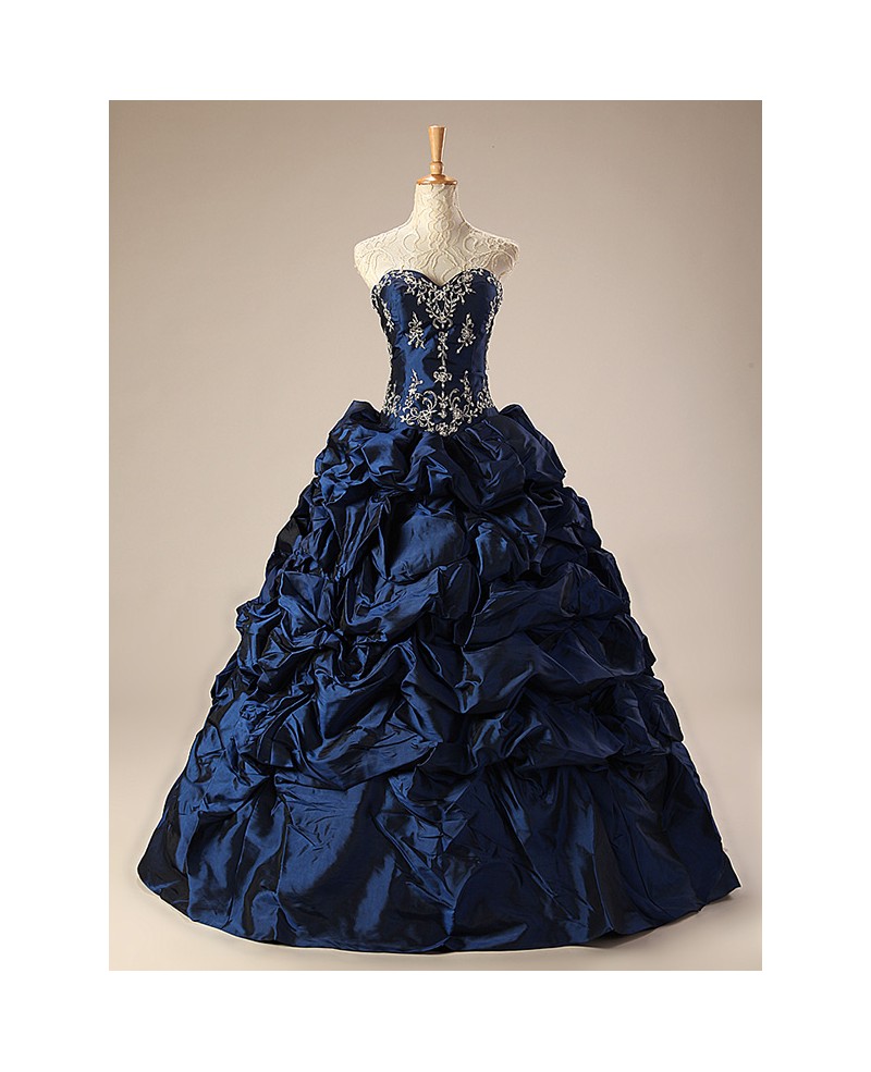 Royal Blue Ballgown Embroidered Formal Dress with Train