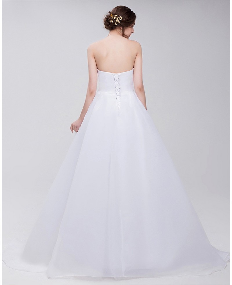 Big Bow Front Empire Waist Long Tulle Wedding Dress