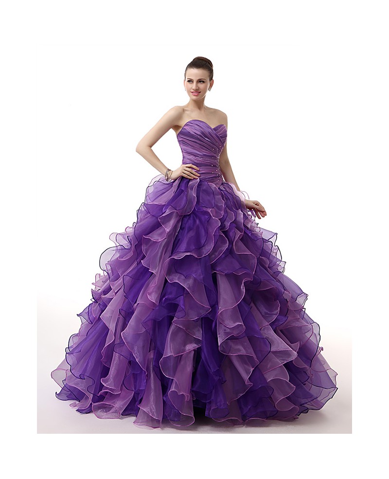 Formal Pleated Top Ballgown Ruffled Quinceanera Dress with Corset - Click Image to Close