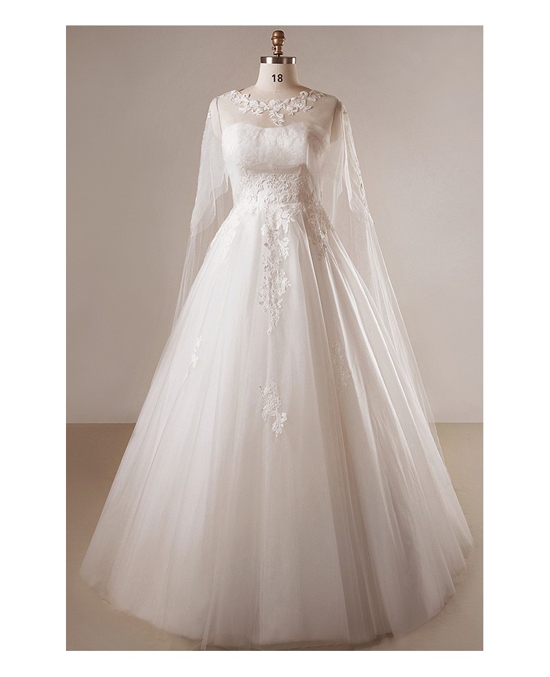 Plus Size Ivory A-line Lace Floor Length Strapless Wedding Dress With Shawl