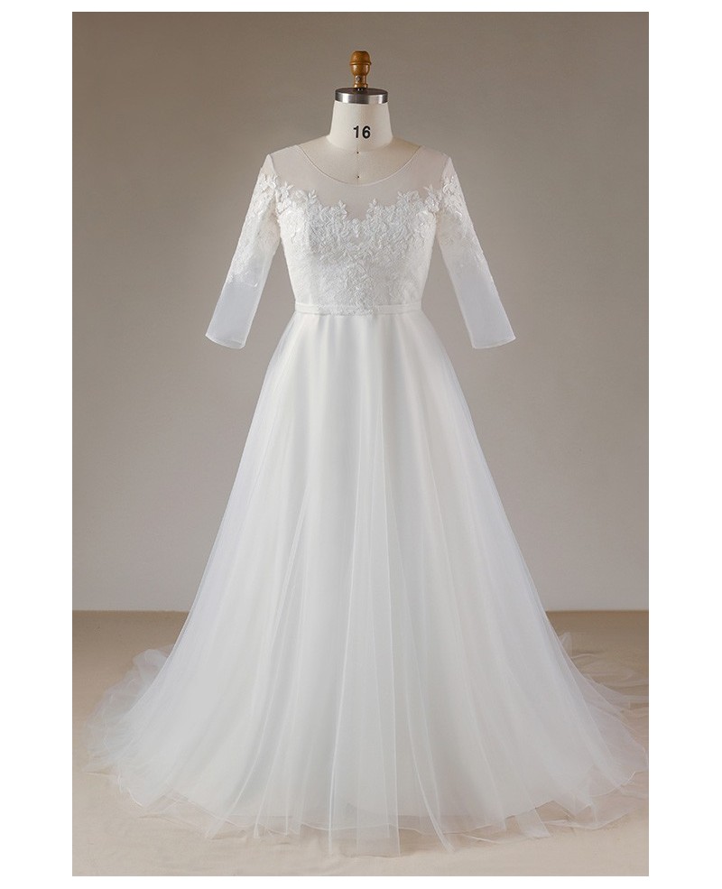 Beautiful Plus Size Lace Half Sleeve Wedding Dress For Plus Size Women