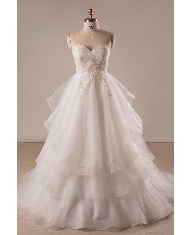 Custom Plus Size Ivory Sweetheart Layered Tulle Formal Wedding Dress