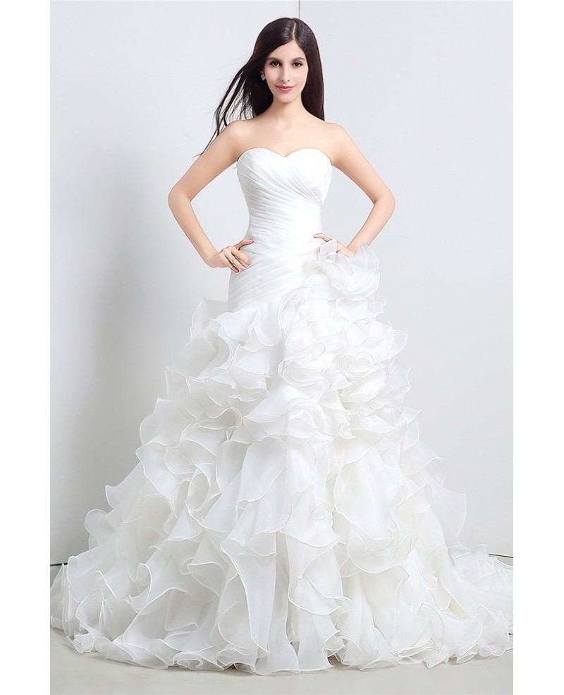 Custom Sweetheart Formal Organza Wedding Dress With Ruffles For Cheap Online