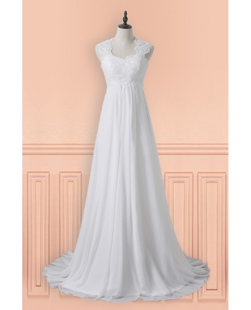 Gorgeous A Line Chiffon Wedding Dress Empire Waist For Mature Pregnant Bride