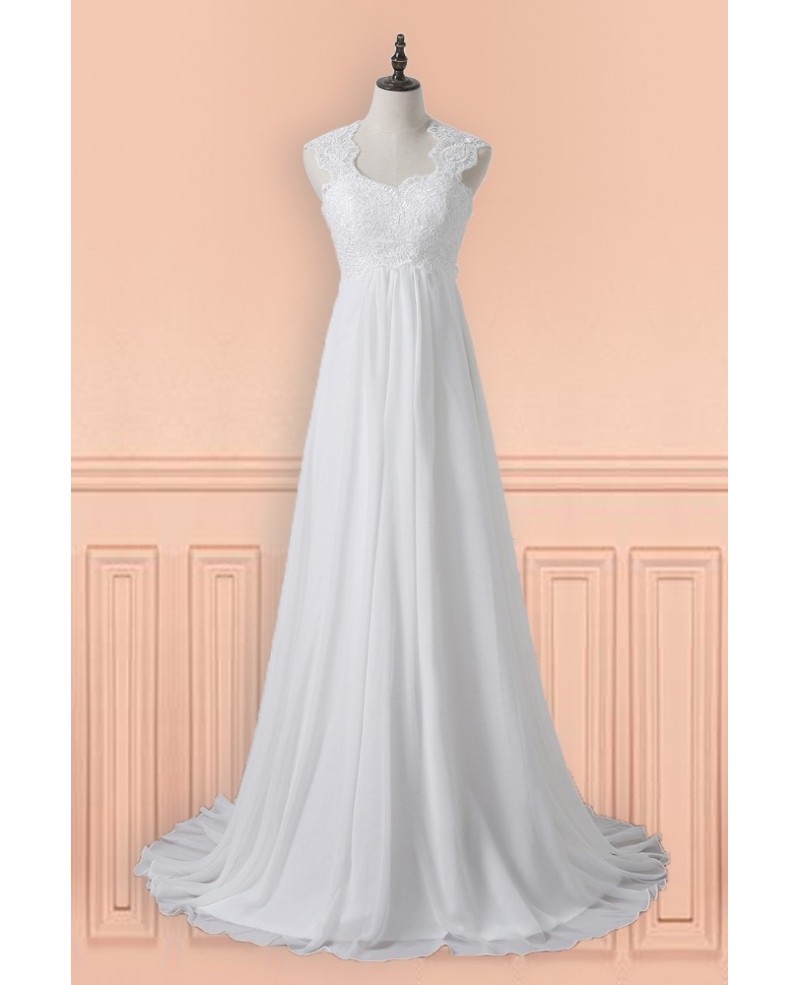 Gorgeous A Line Chiffon Wedding Dress Empire Waist For Mature Pregnant Bride - Click Image to Close