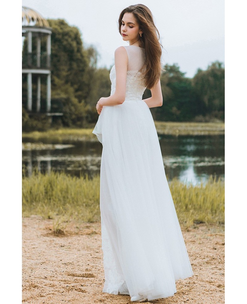 Country Chic Informal Boho Beach Wedding Dress Sleeveless For Destination - Click Image to Close