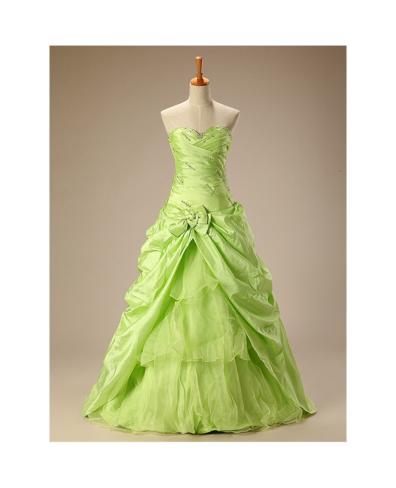 Clover Pleated Sweetheart Long Formal Taffeta Dress