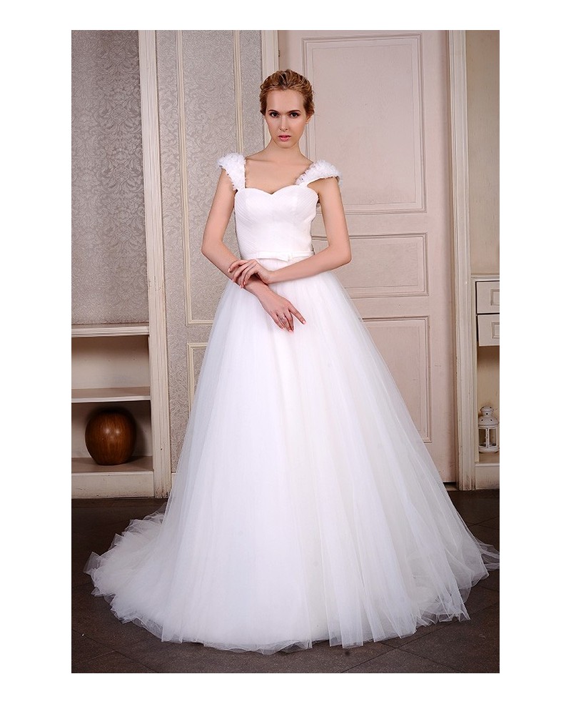 Ball-Gown Sweetheart chapel Train Organza Wedding Dress With Ruffles Pleated