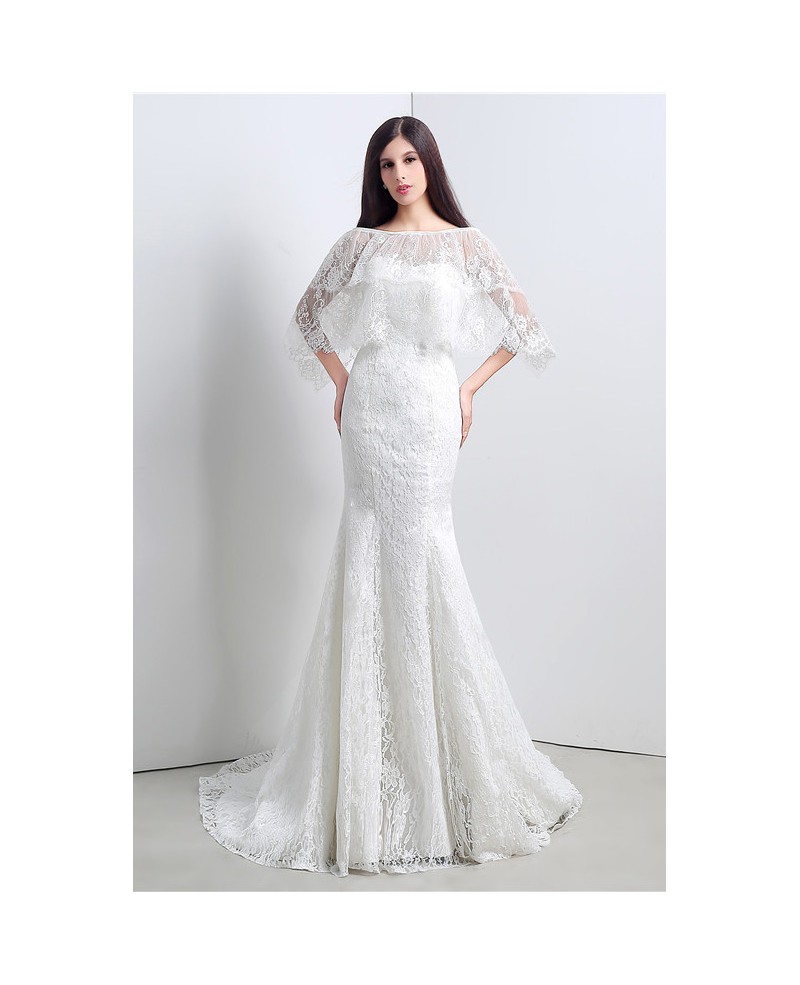 Mermaid Sweetheart Court-train Wedding Dress with Removable Wrap