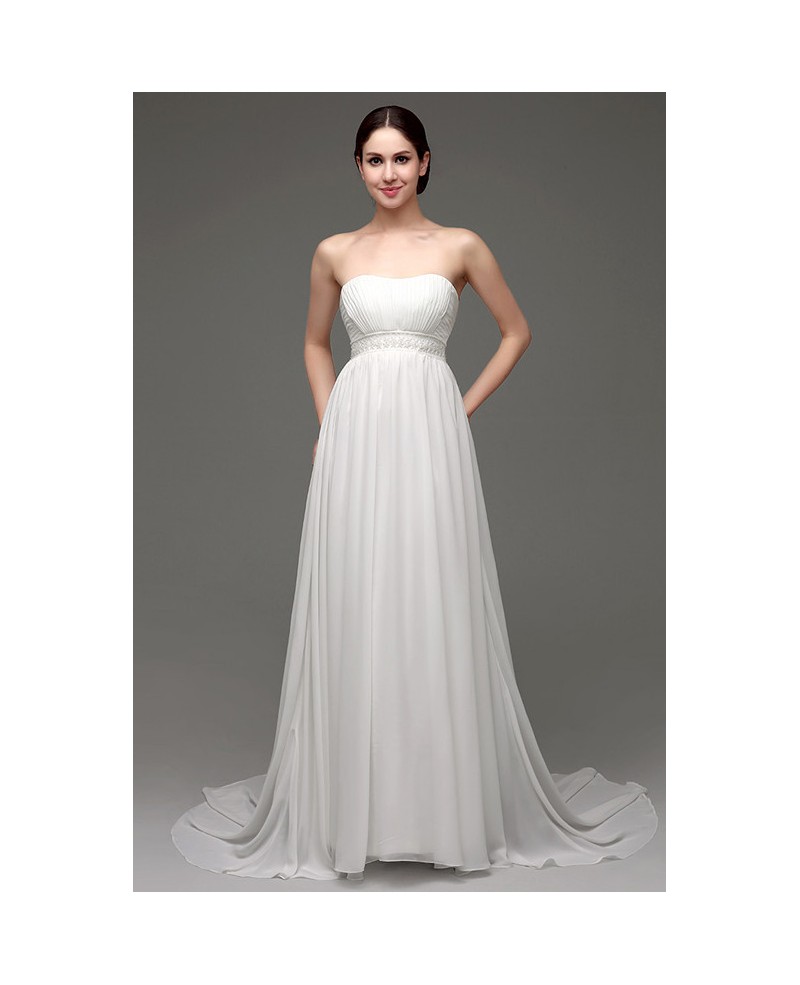 A-line Strapless Floor-length Wedding Dress
