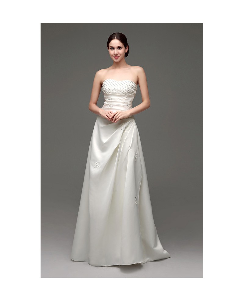 A-line Strapless Floor-length Wedding Dress