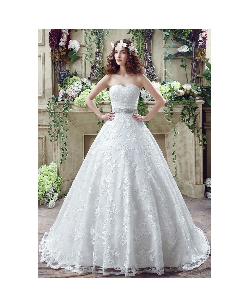 Ball-gown Sweetheart Court-train Wedding Dress