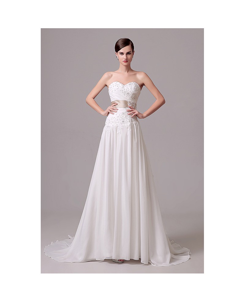 A-line Sweetheart Court-train Wedding Dress - Click Image to Close