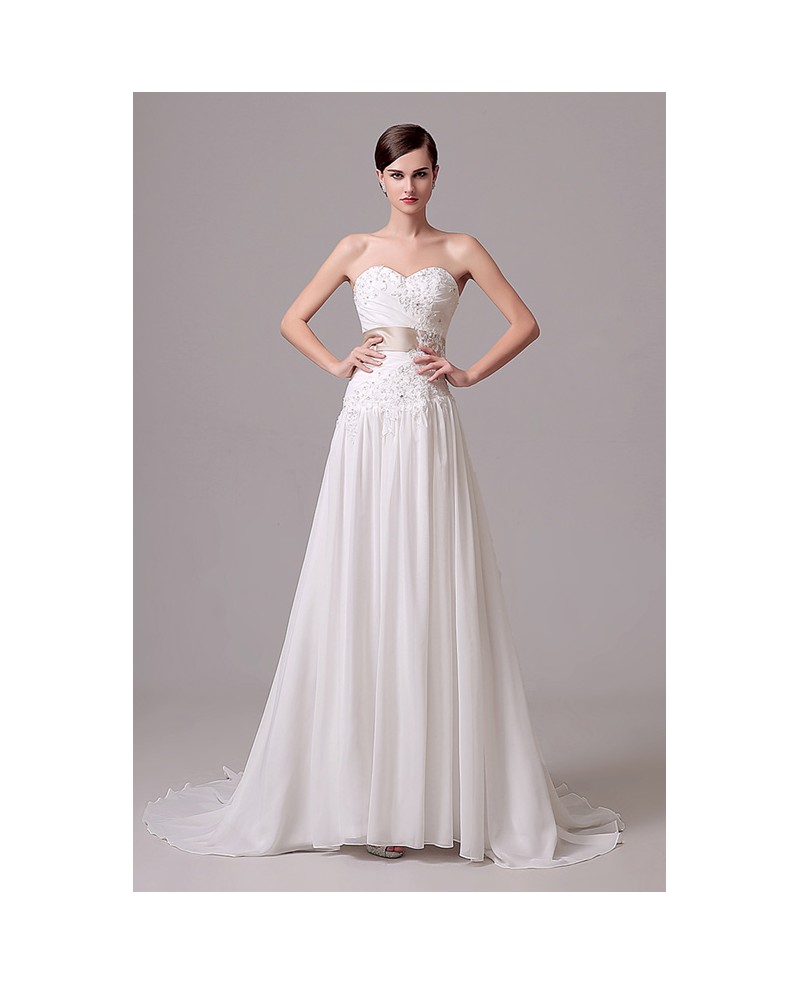 A-line Sweetheart Court-train Wedding Dress