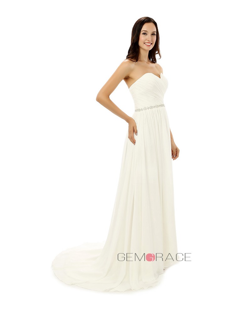 A-line Sweetheart Court-train Wedding Dress