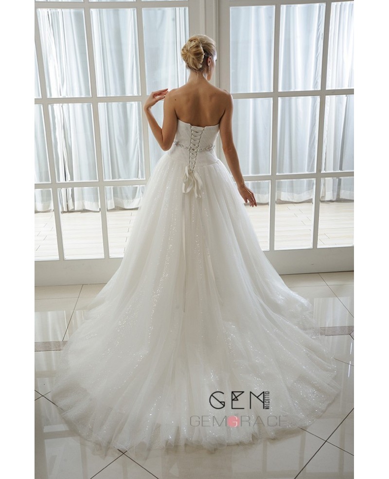 Ball-Gown Sweetheart Chapel Train Organza Wedding Dress With Beading